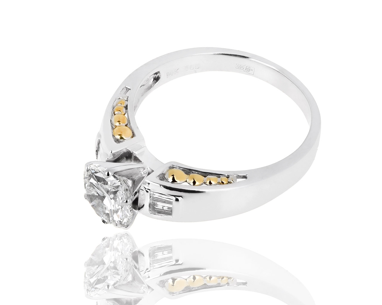 Помолвочное золотое кольцо с бриллиантами 1.66ct