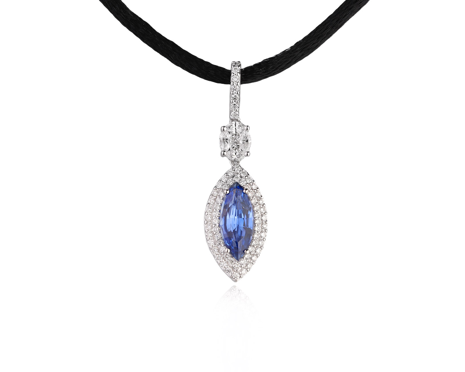 Золотой кулон с сапфиром 1.48ct и бриллиантами 0.47ct 080626/8