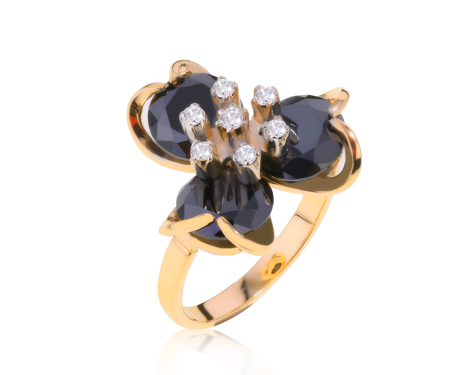 Богатое золотое кольцо с бриллиантами 0.15ct 290422/13