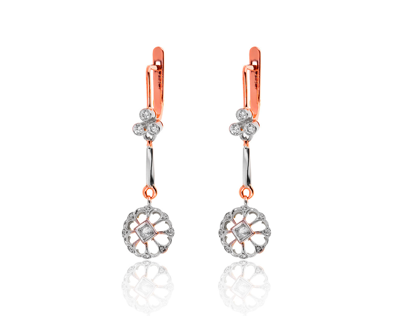 Великолепные золотые серьги c бриллиантами 0.21ct 281018/4