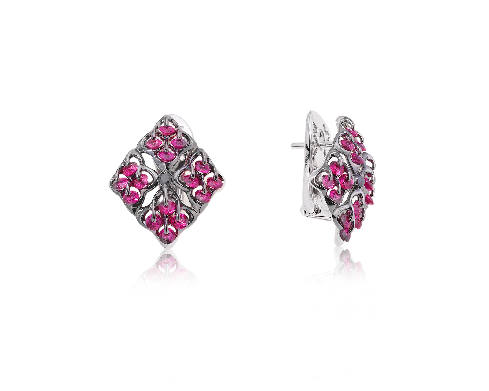 Оригинальные золотые серьги с рубинами 1.93ct Moiseikin 121123/4