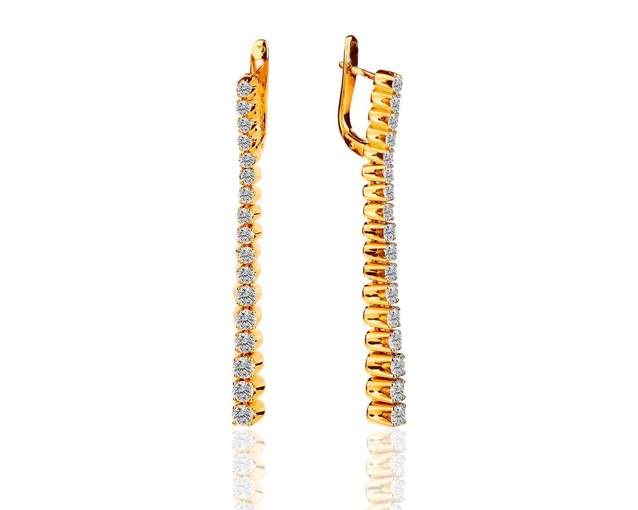 Элегантные золотые серьги с бриллиантами 2.70ct