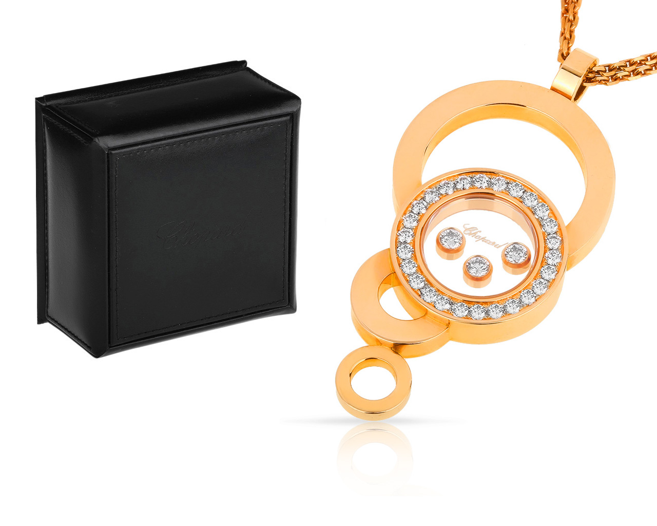 Оригинальный золотой кулон с бриллиантами 0.22ct Chopard