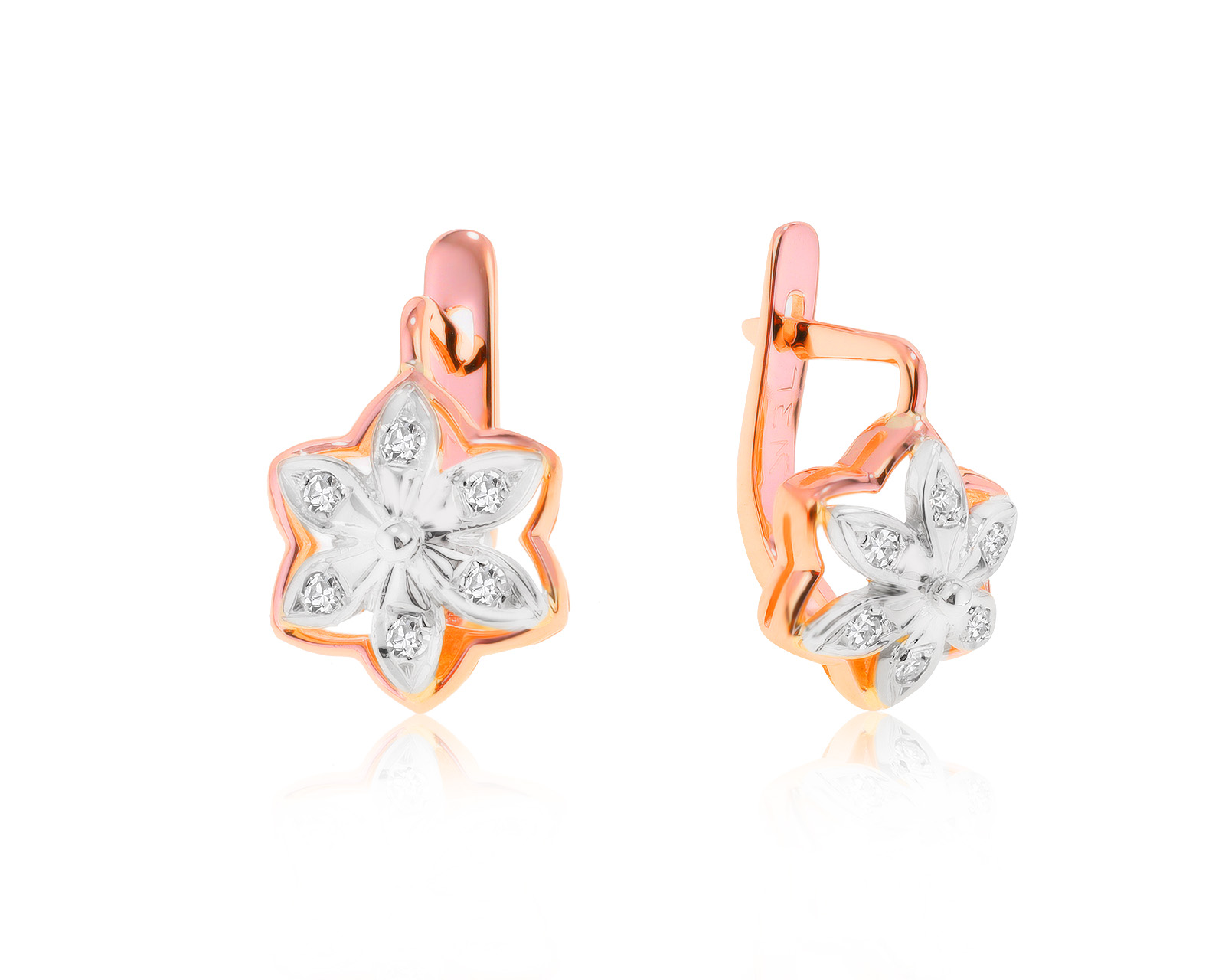 Нарядные золотые серьги с бриллиантами 0.16ct СССР 211121/10