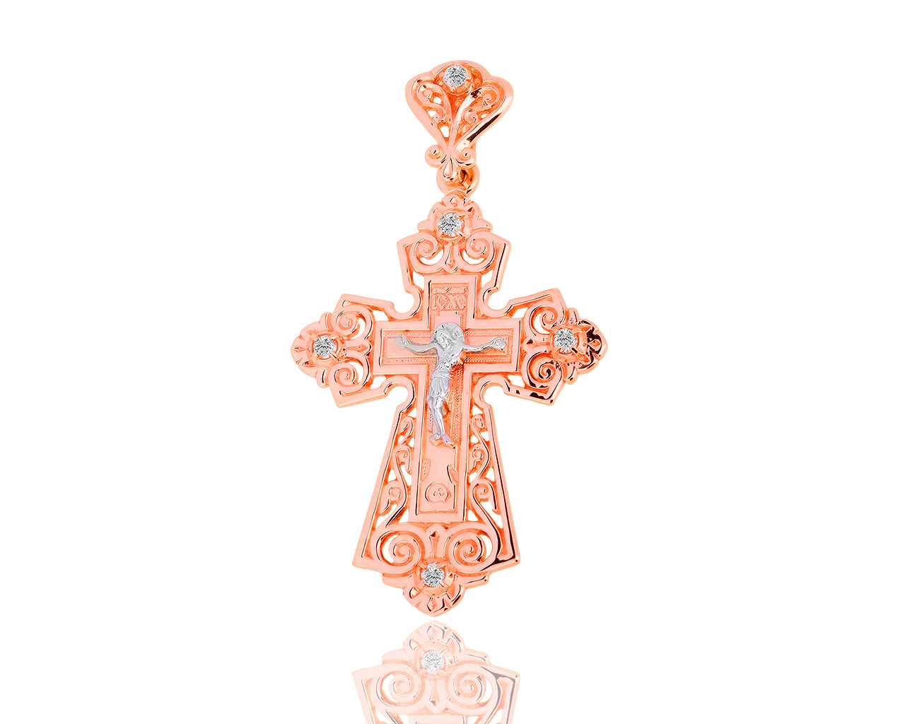 Прекрасный золотой крест с бриллиантами 0.15ct 050818/16