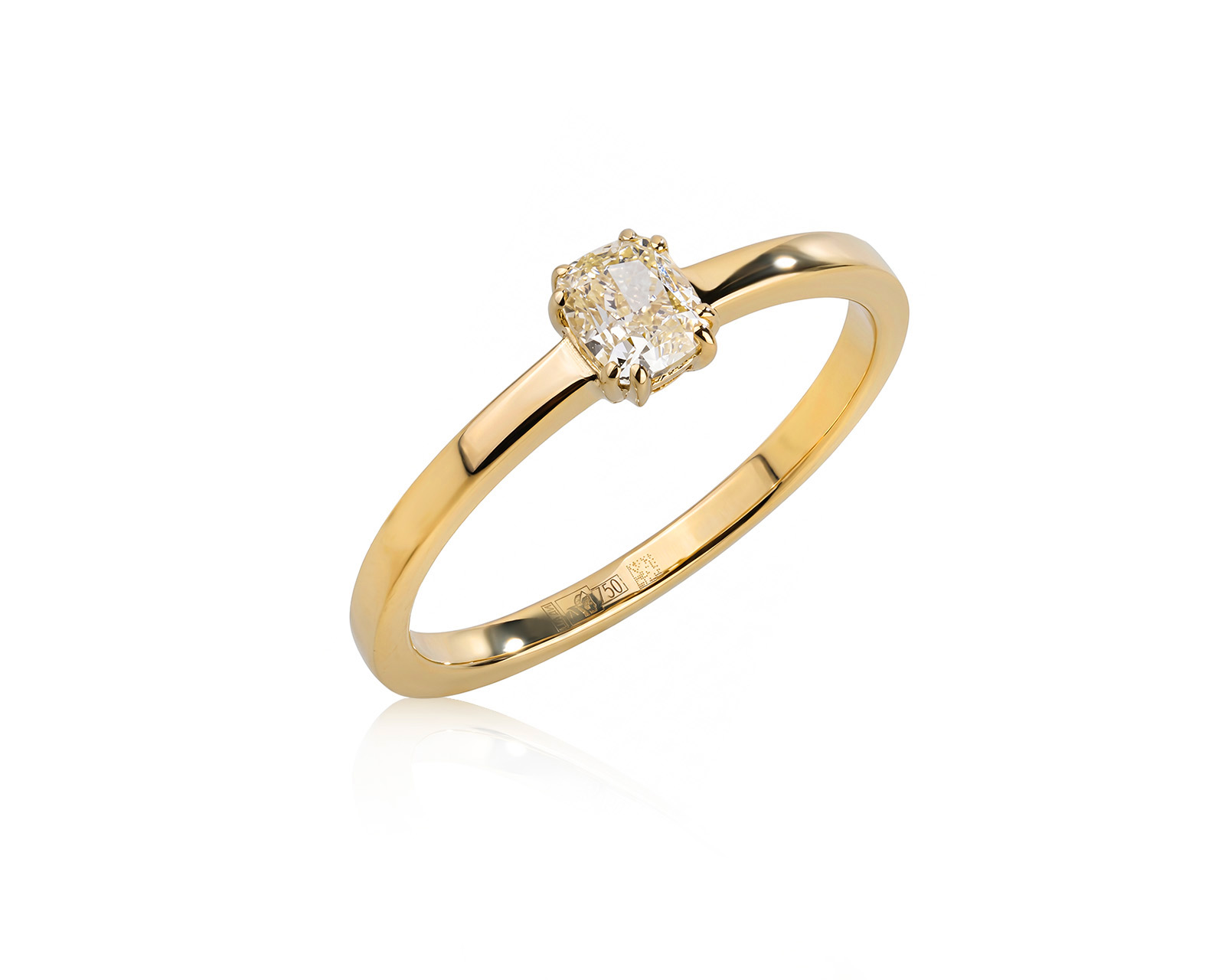 Золотое кольцо с желтым бриллиантом 0.47ct 110926/1