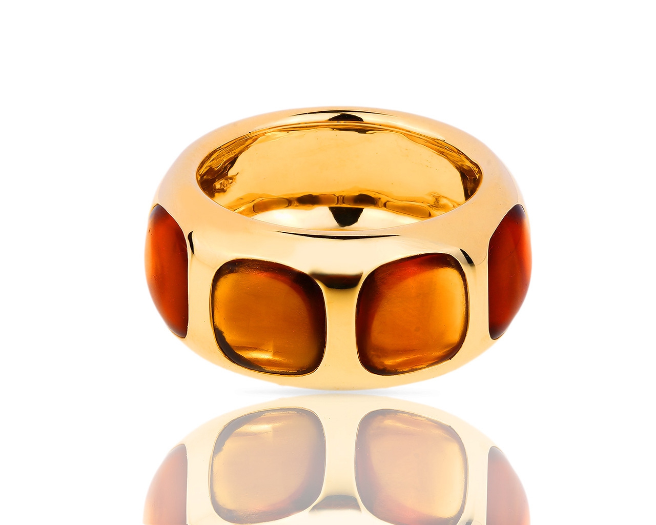 Оригинальное золотое кольцо с цитринами мадейра Pomellato