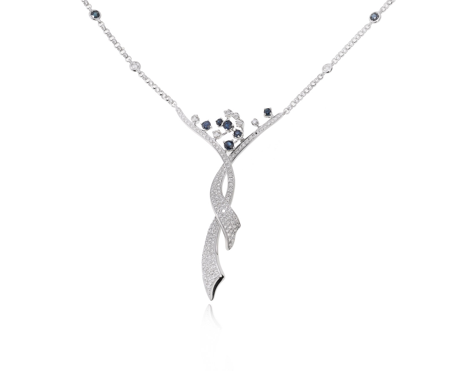 Золотое колье с сапфирами 0.45ct и бриллиантами 0.83ct 020424/15