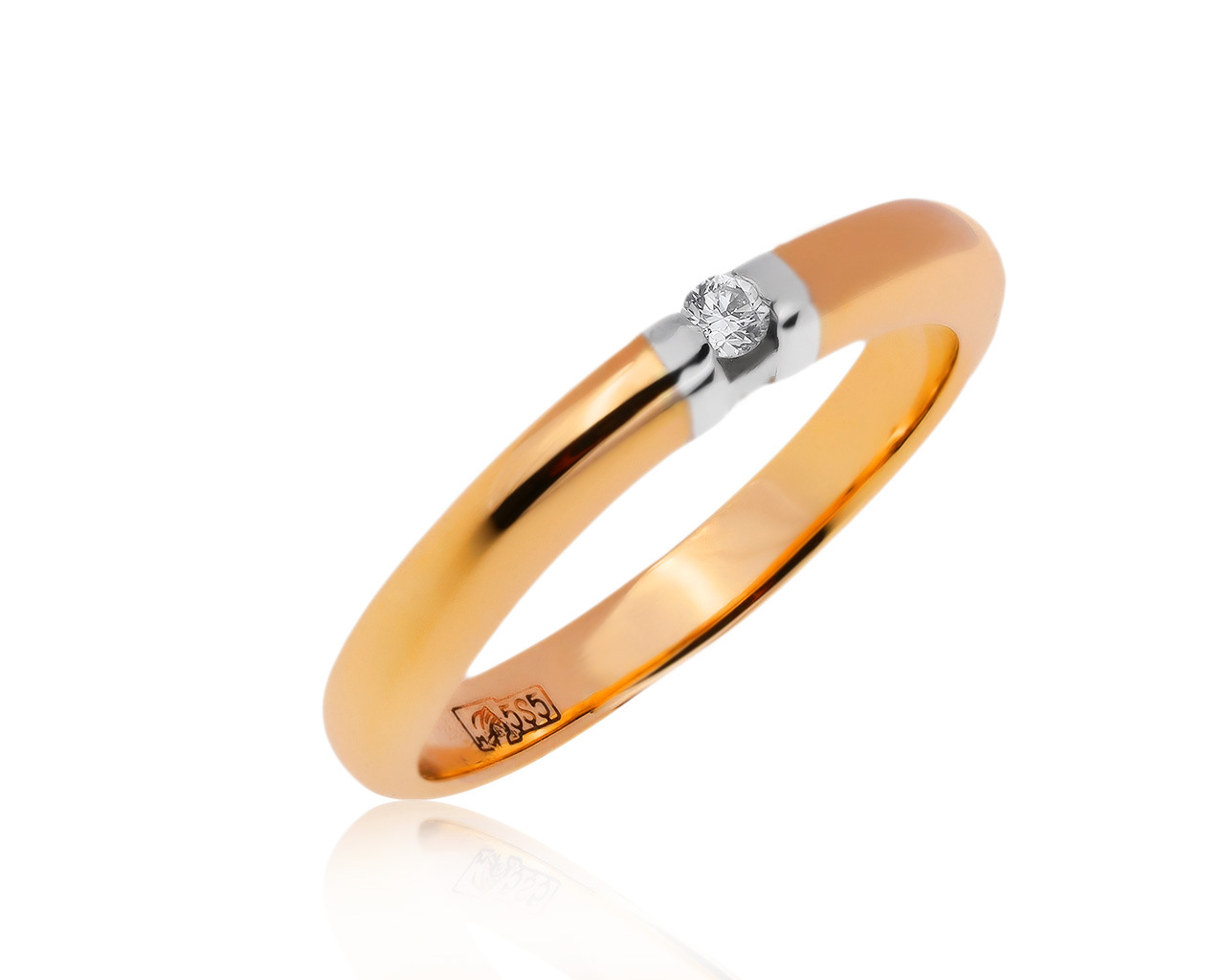 Престижное золотое кольцо с бриллиантом 0.03ct 270320/6