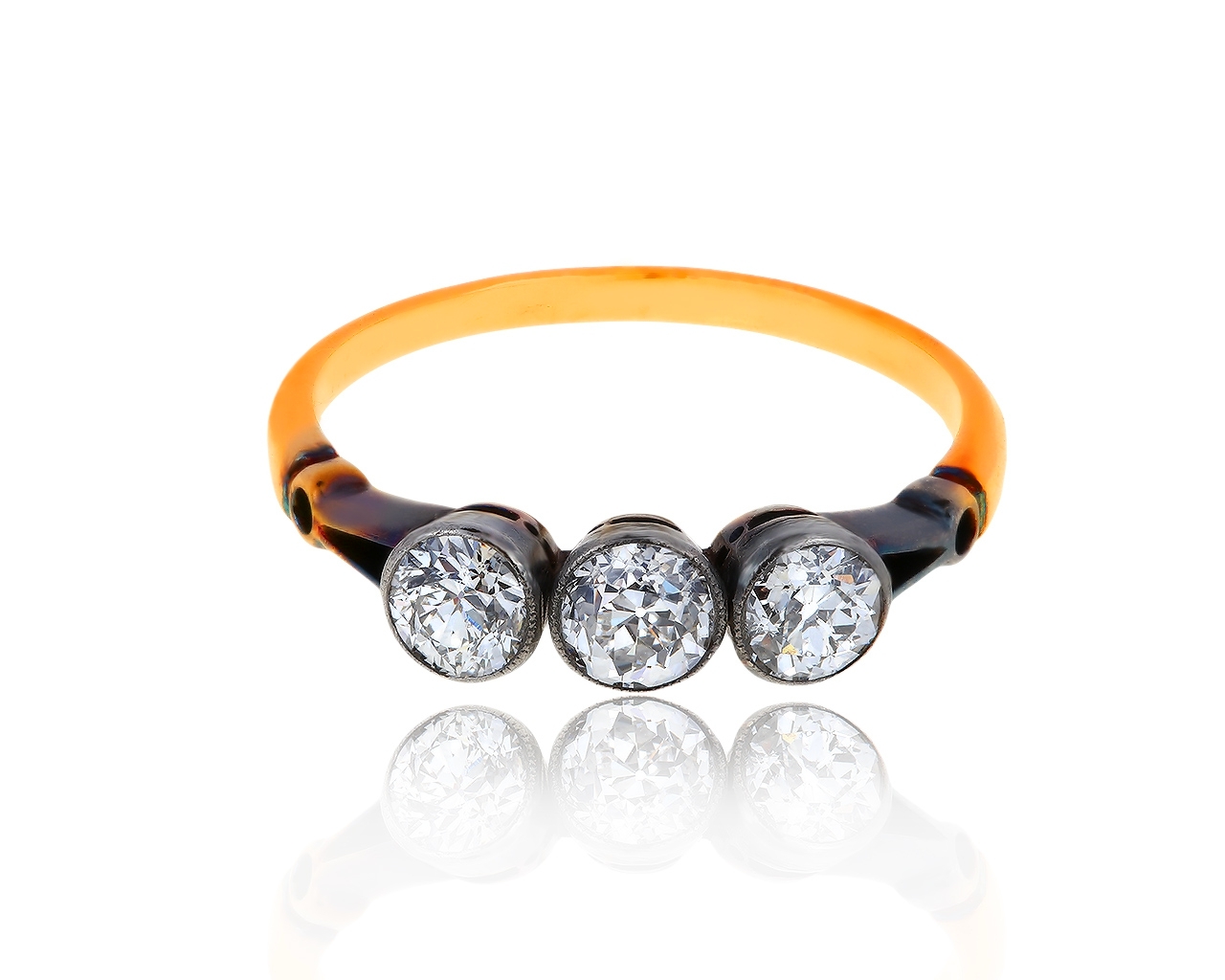 Винтажное золотое кольцо с бриллиантами 0.77ct