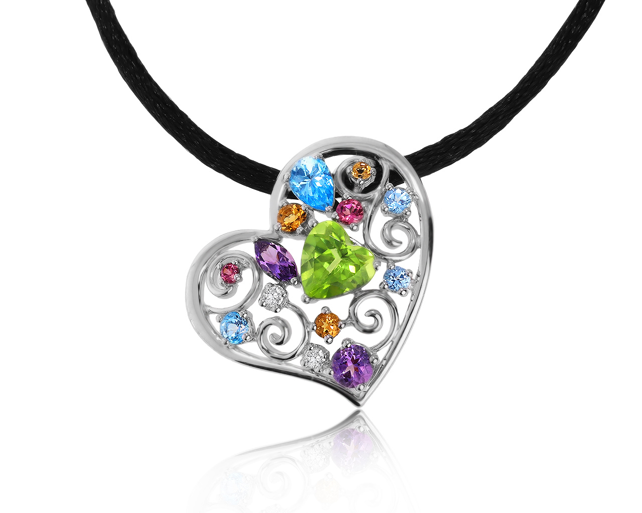Оригинальный золотой кулон с цветными камнями 1.01ct Mauro Conti 300920/6