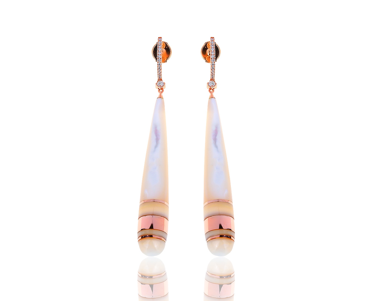 Золотые серьги с перламутром и бриллиантами 0.40ct Etername 060818/8