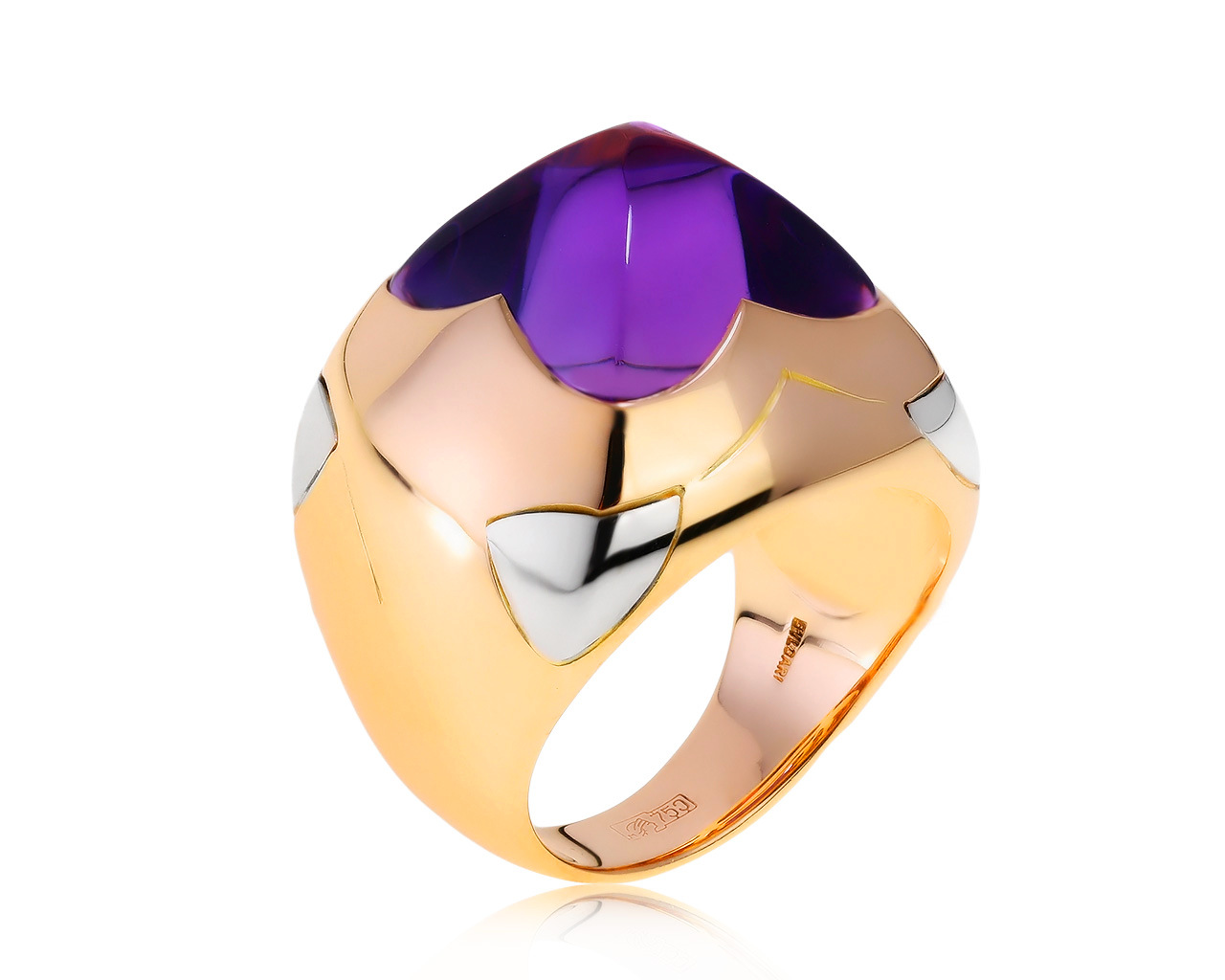 Оригинальное золотое кольцо с аметистом 7.83ct Bvlgari Pyramid 010321/10
