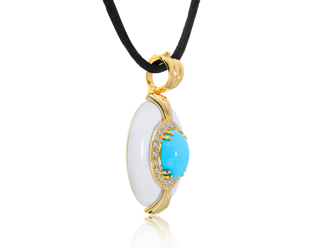 Модный золотой кулон с бирюзой 5.81ct