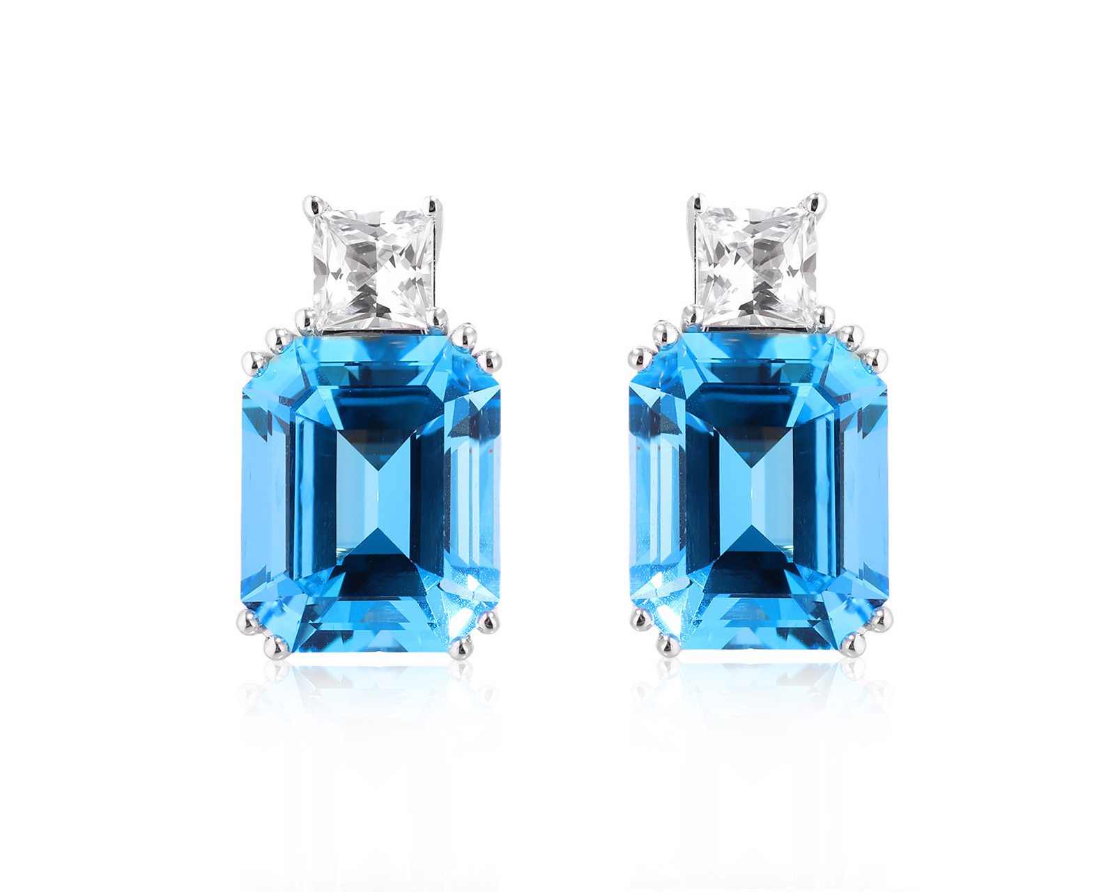 Золотые серьги с топазами London Blue 11.91ct Evgeny Matveev 151025/Б226