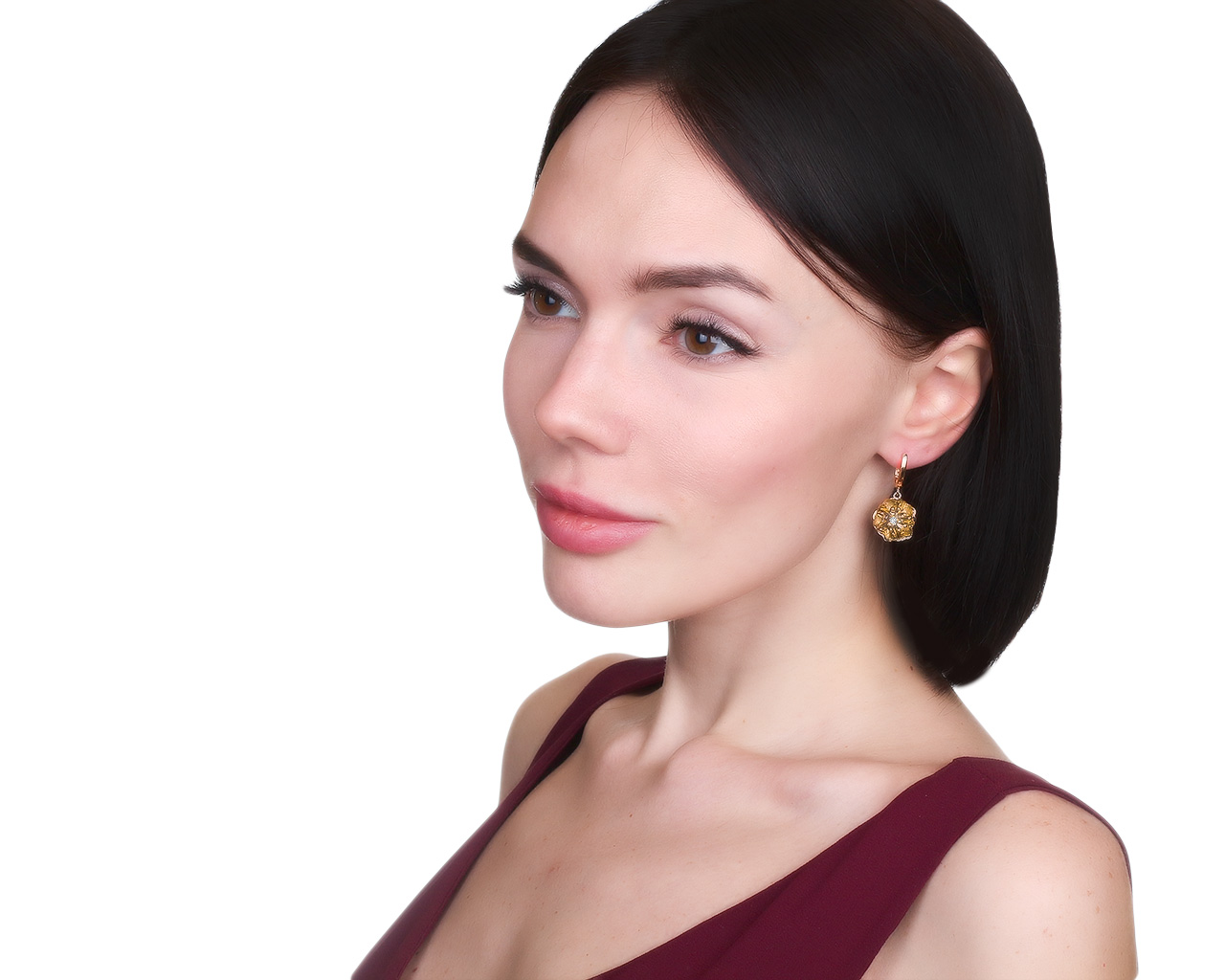 Оригинальные золотые серьги с бриллиантами 0.07ct Roberto Bravo