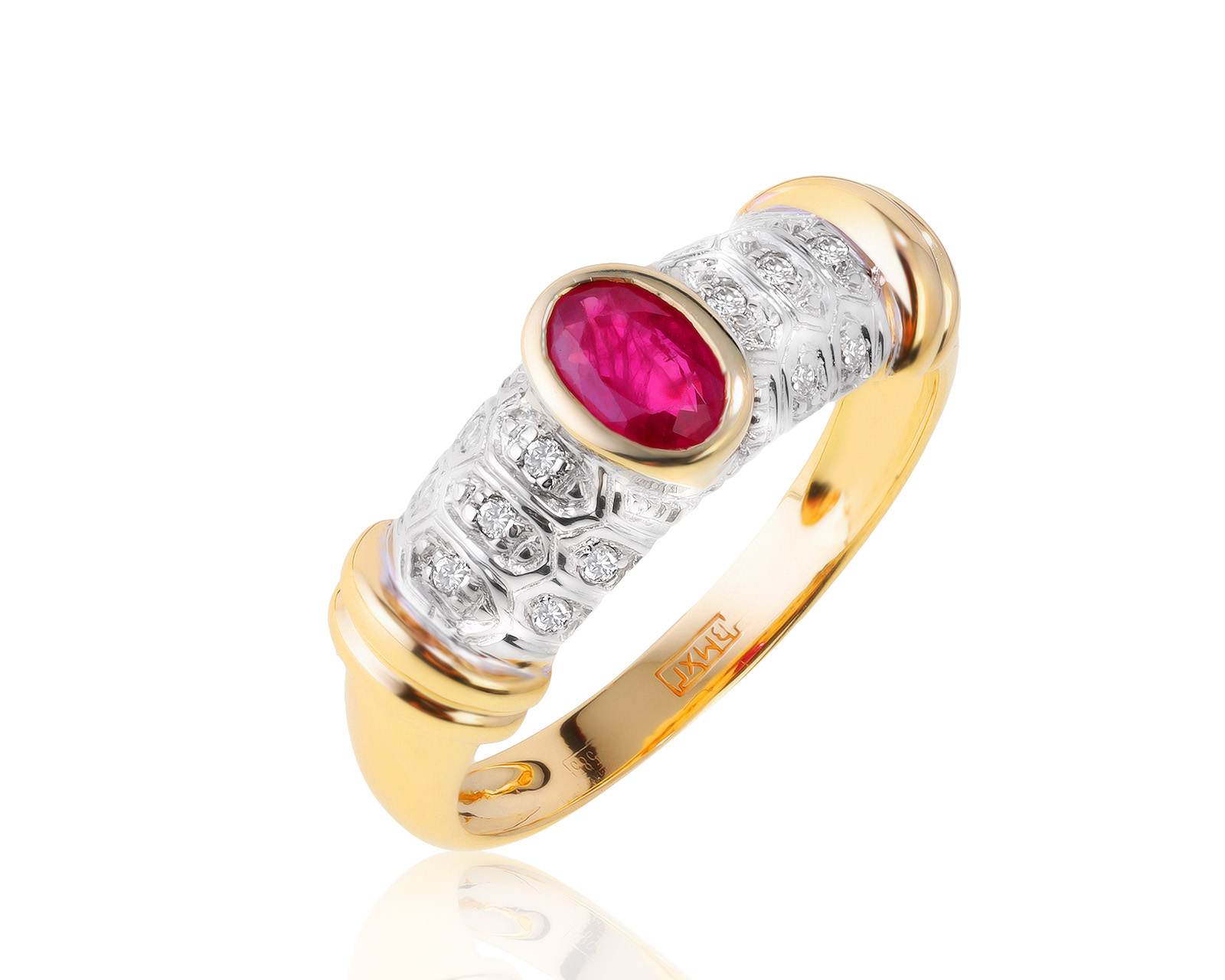 Волшебное золотое кольцо с рубином 0.41ct
