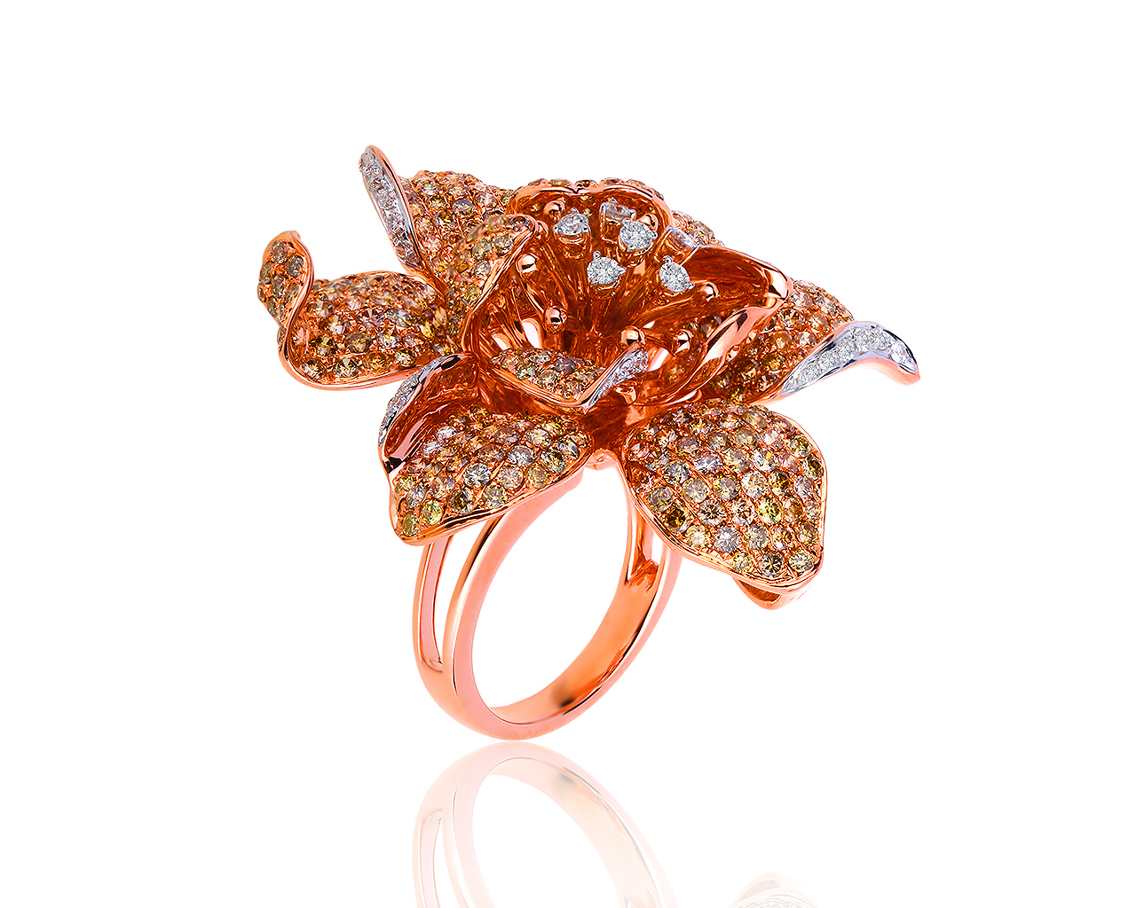 Нарядное золотое кольцо-кулон с бриллиантами 7.11ct 250919/20