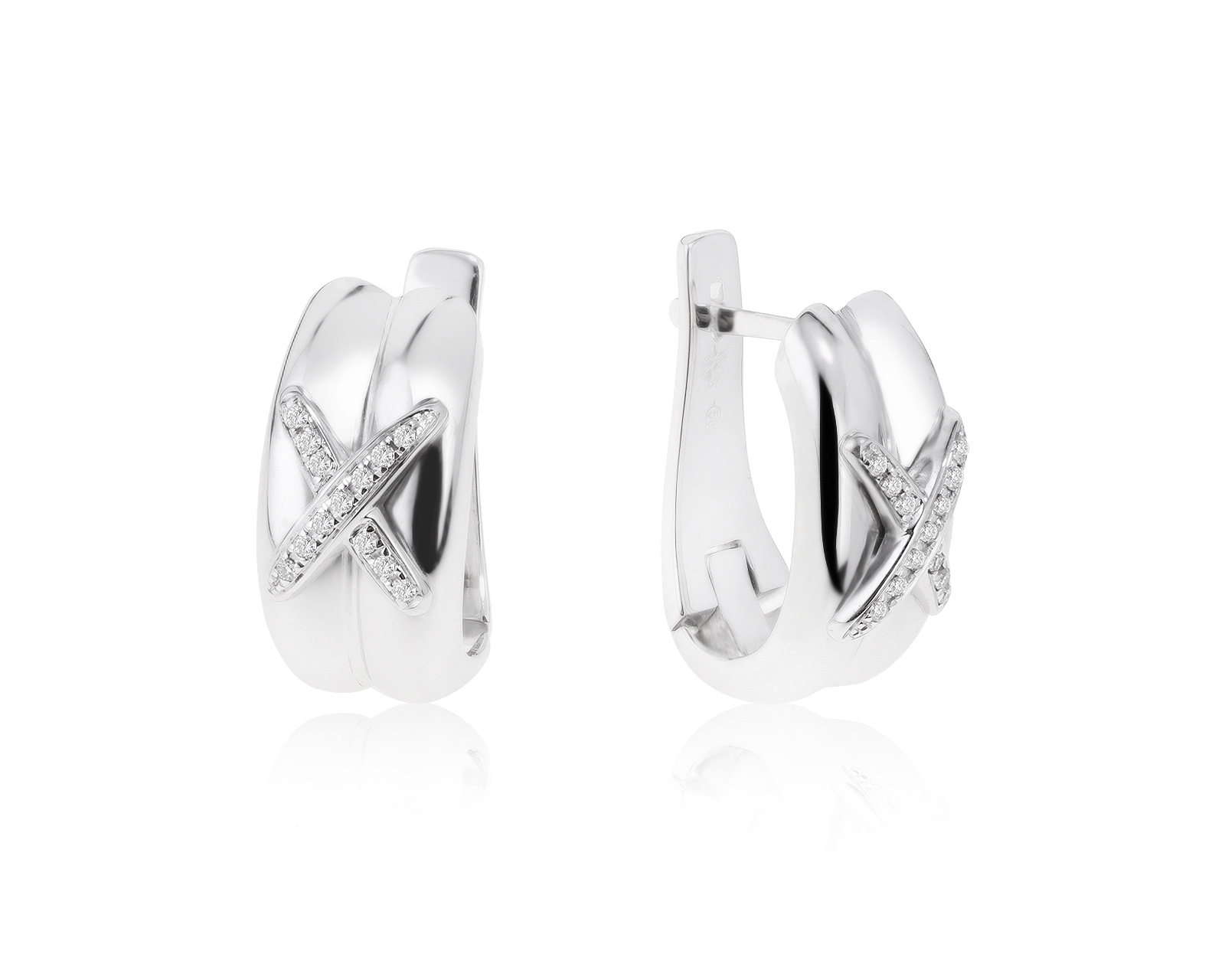 Богатые золотые серьги с бриллиантами 0.16ct 180122/2