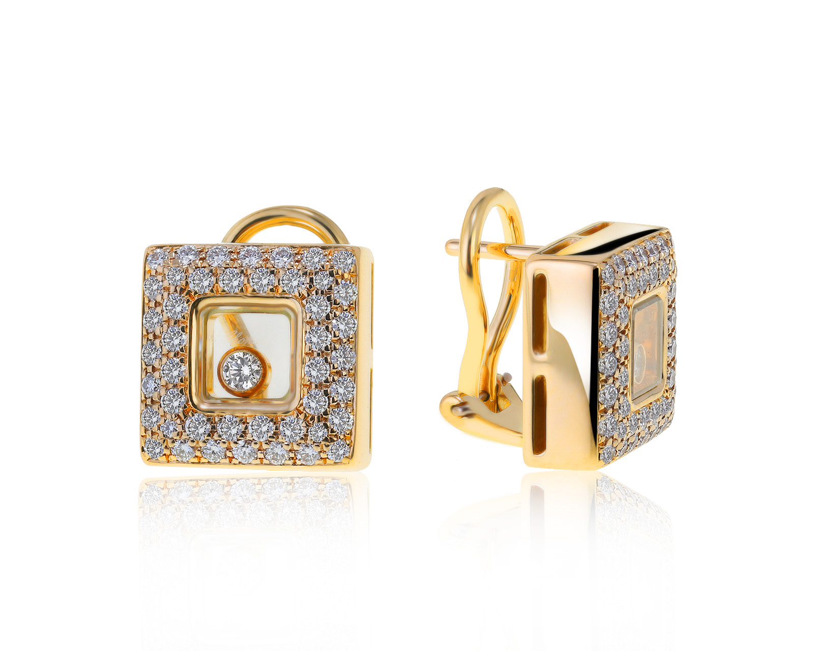 Оригинальные золотые серьги с бриллиантами 0.82ct Chopard Happy Diamonds 071217/3