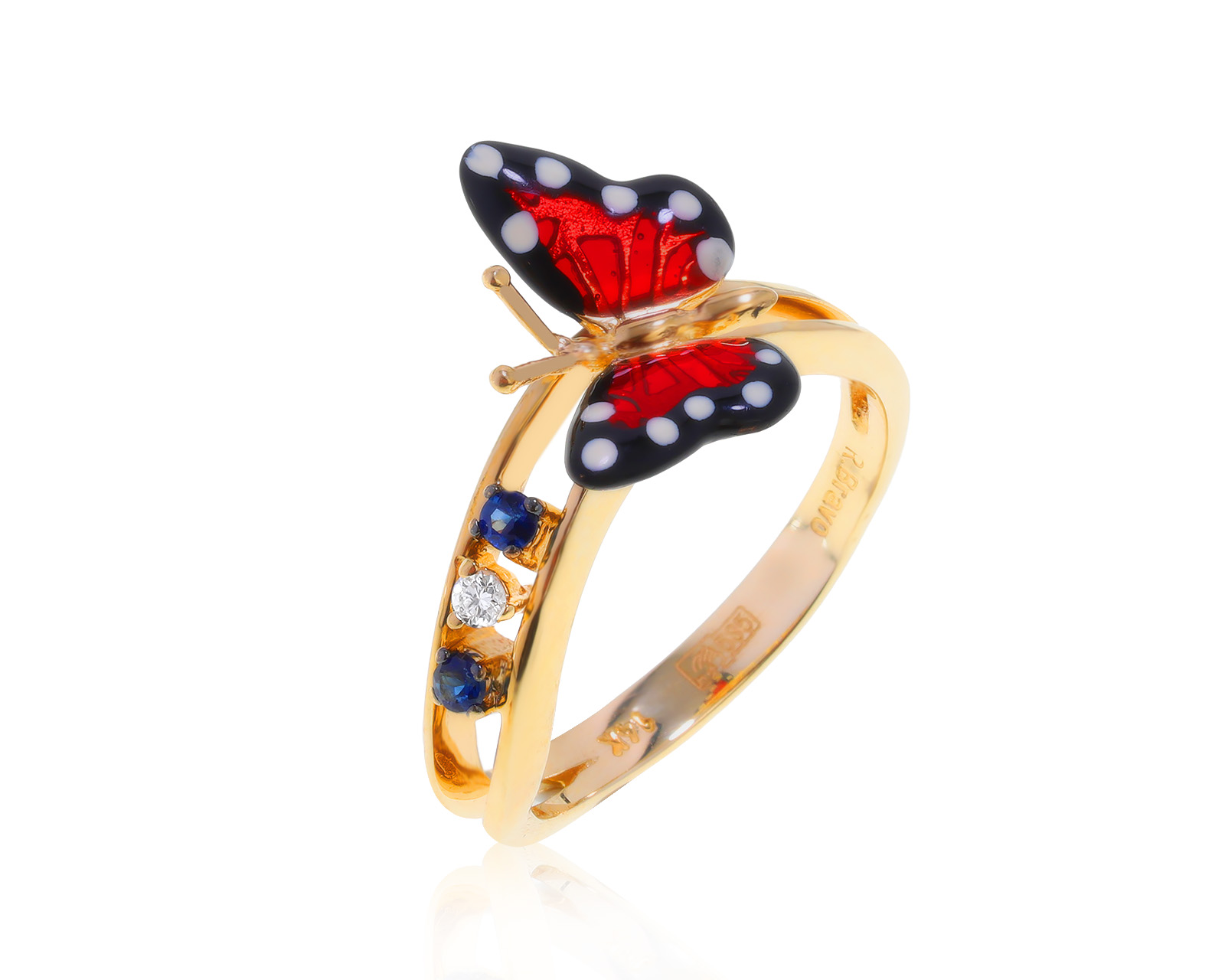 Оригинальное золотое кольцо Roberto Bravo Monarch Butterfly
