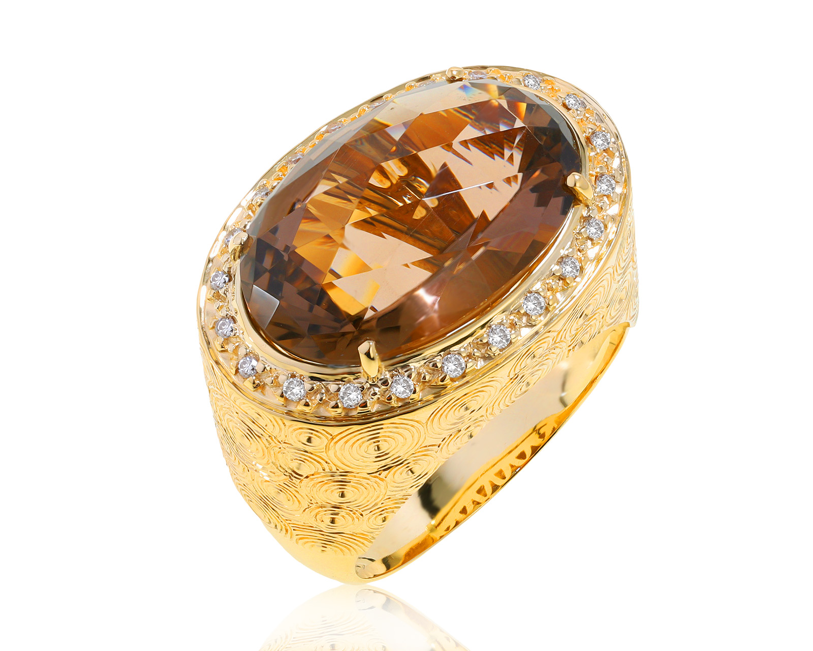 Превосходное золотое кольцо с кварцем 9.80ct