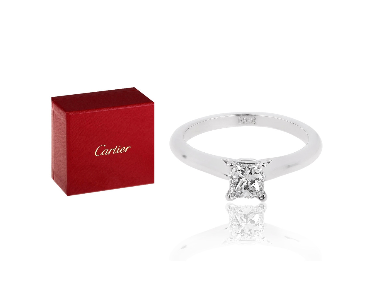 Платиновое кольцо с бриллиантом 0.52ct Cartier