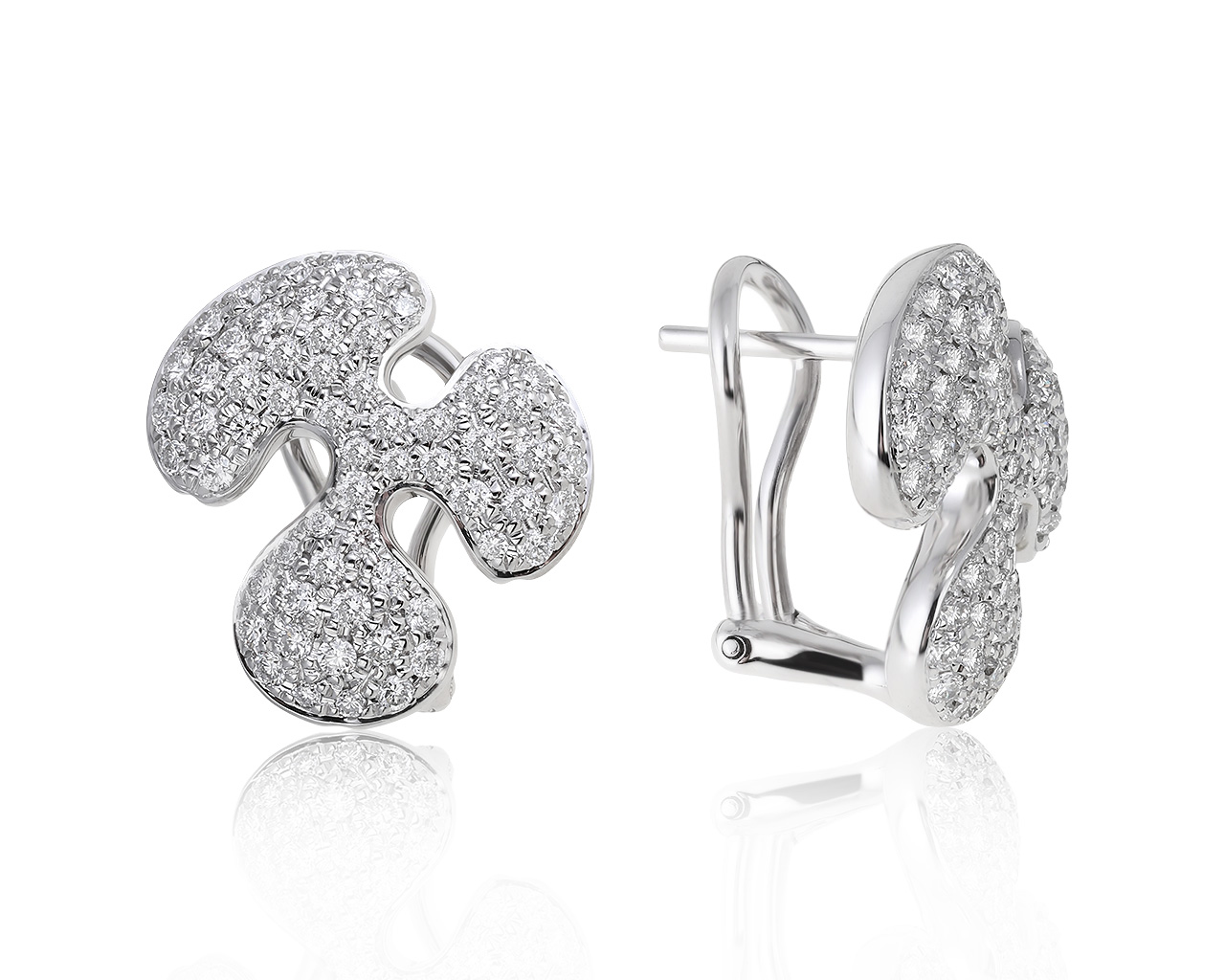 Прелестные золотые серьги с бриллиантами 1.40ct