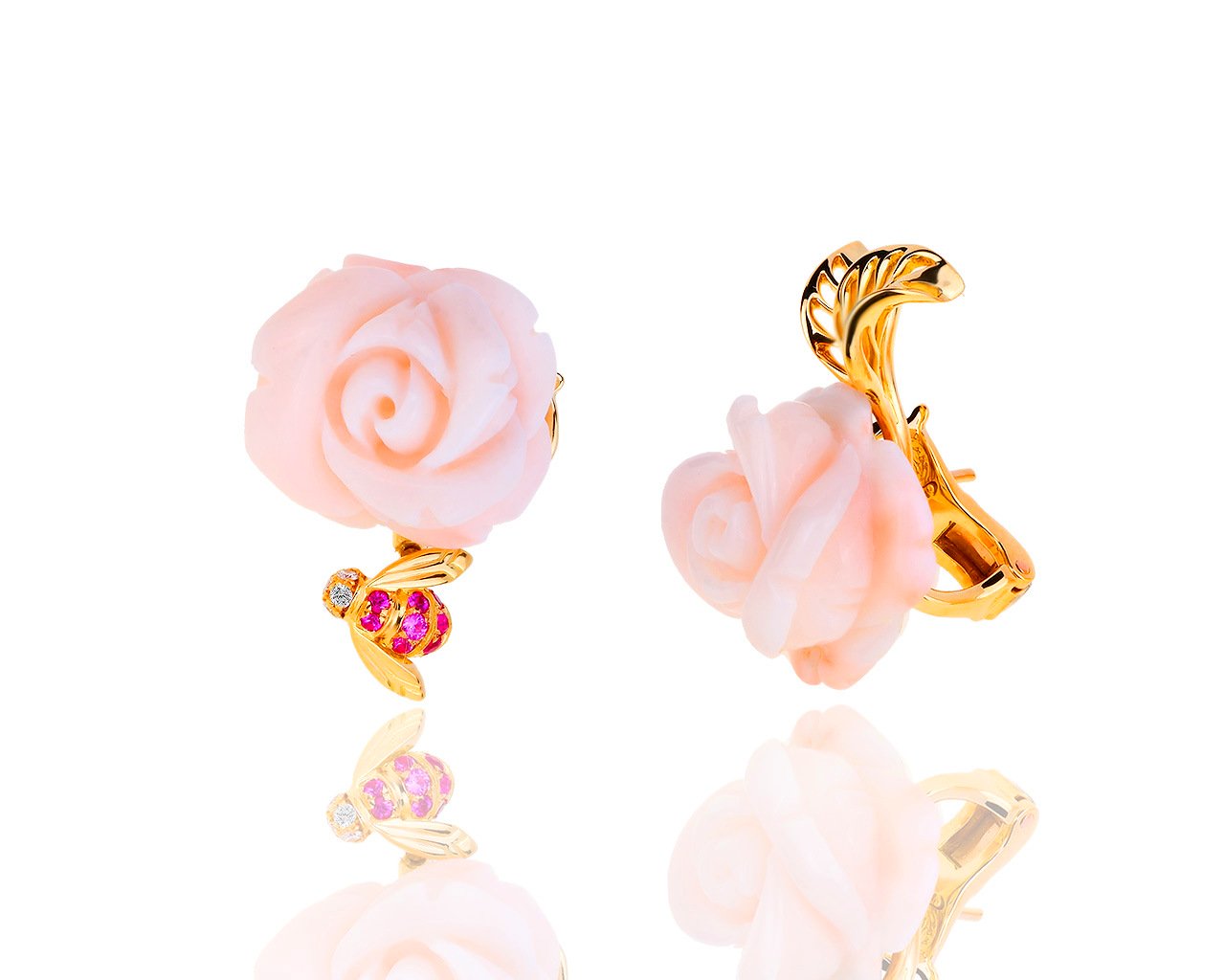 Оригинальные золотые серьги с кораллами Dior Pre Catelan 140619/5