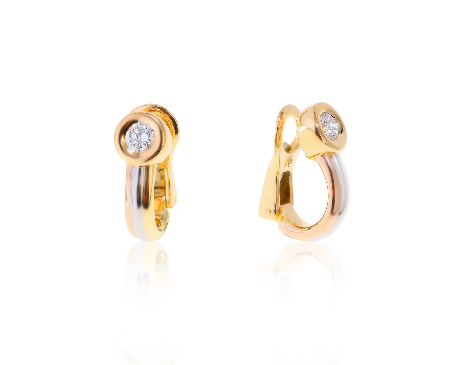 Оригинальные золотые серьги Cartier Trinity 180622/2