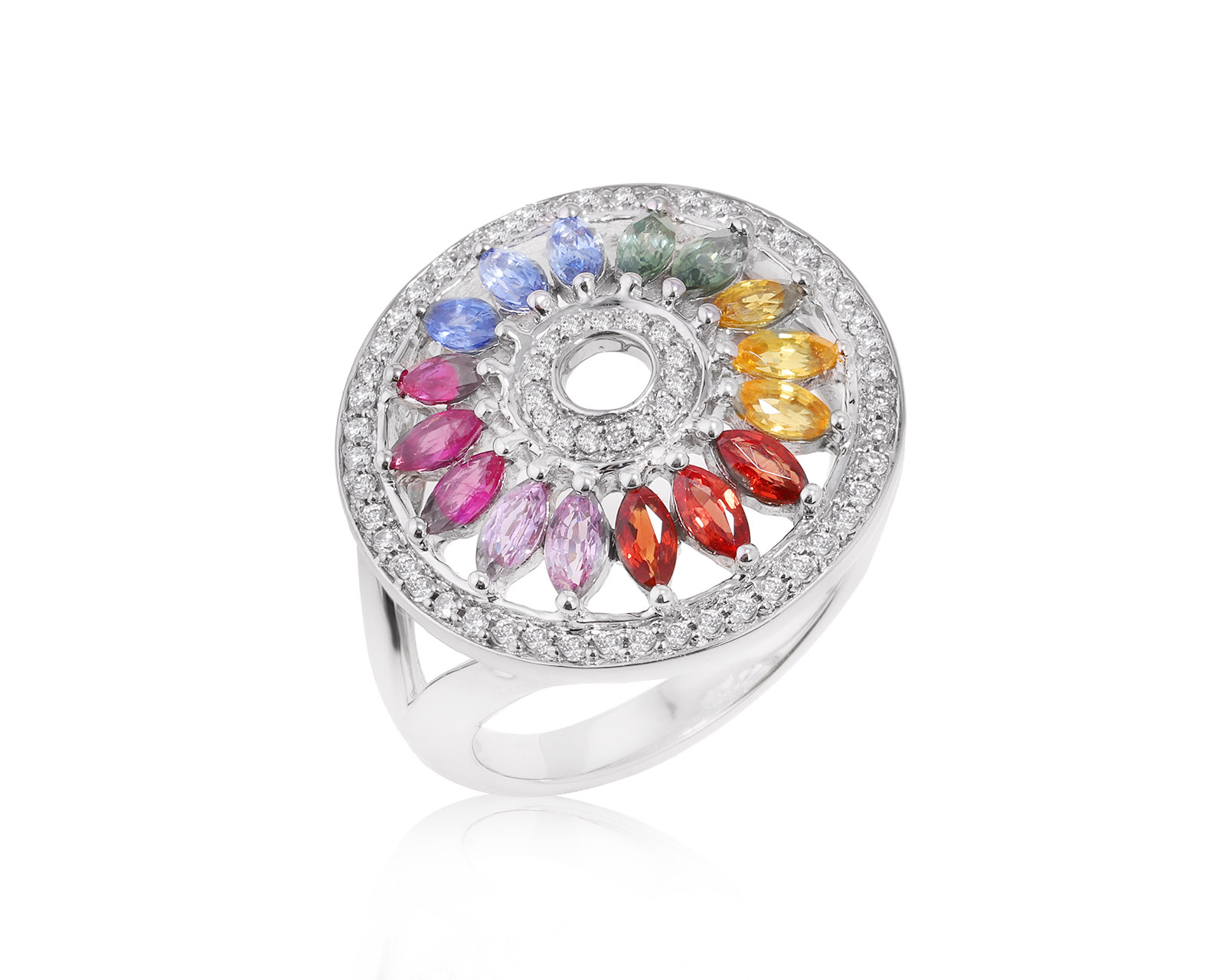 Золотое кольцо с цветными камнями 1.70ct 240524/1