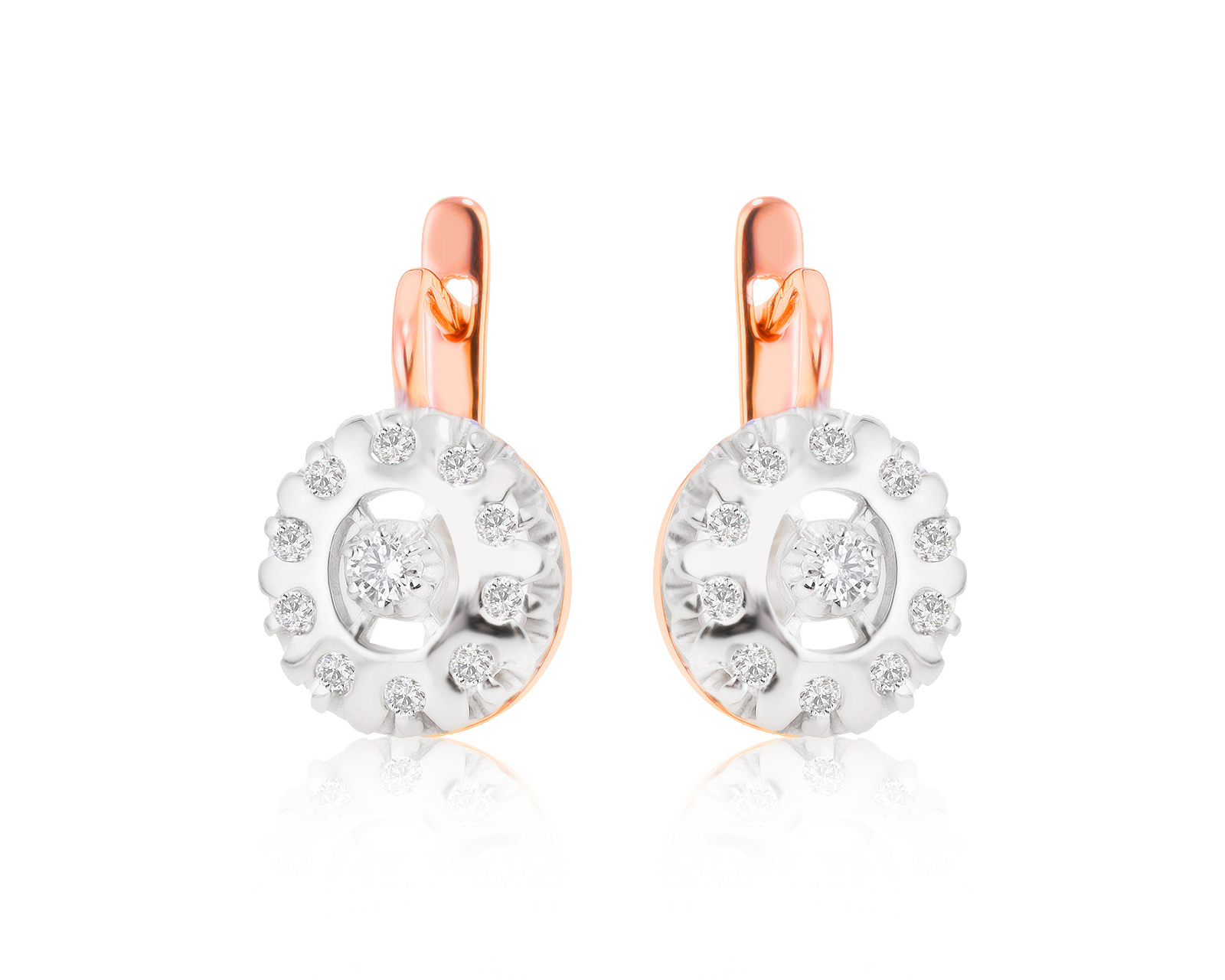 Нарядные золотые серьги с бриллиантами 0.44ct