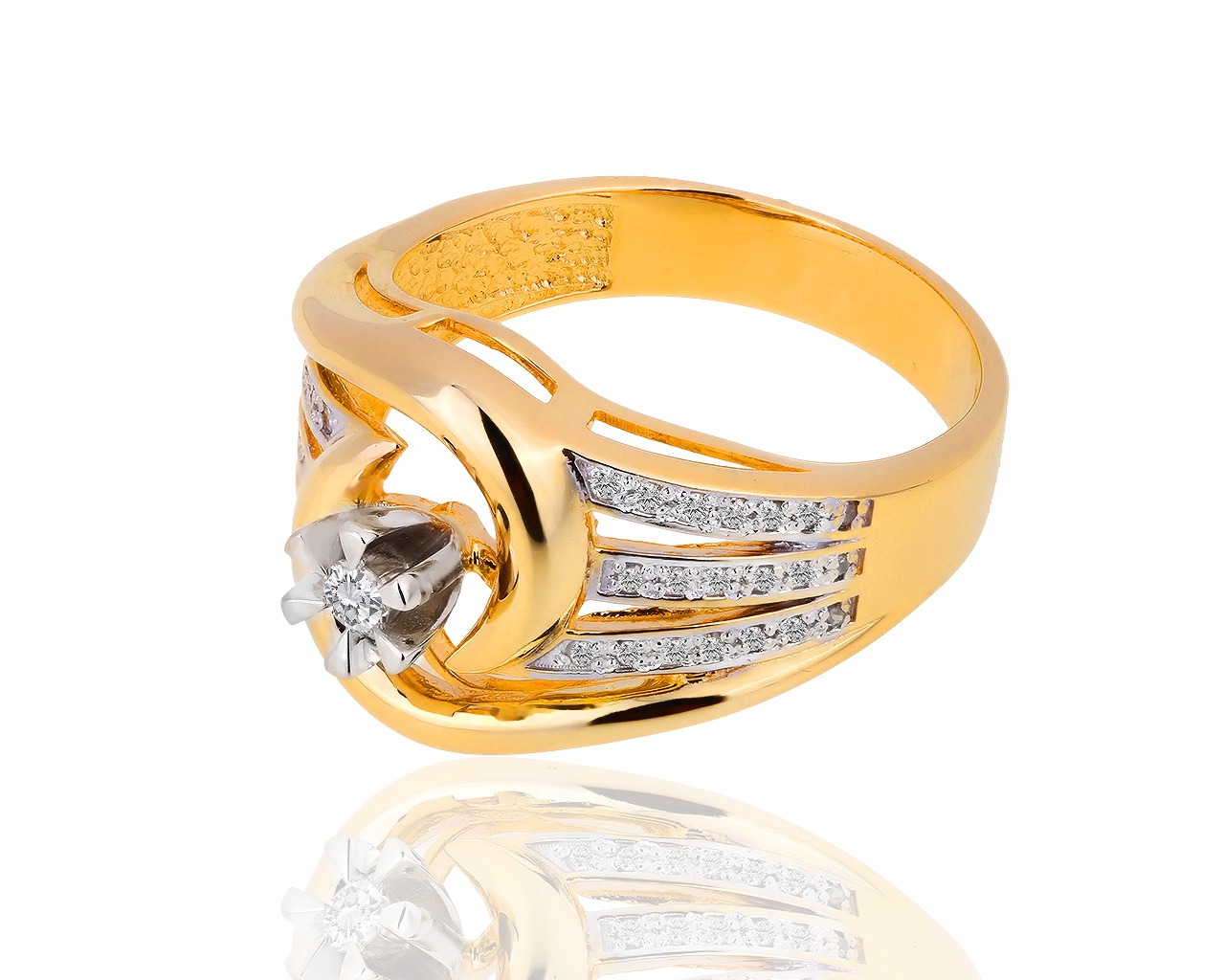 Изящное золотое кольцо с бриллиантами 0.21ct