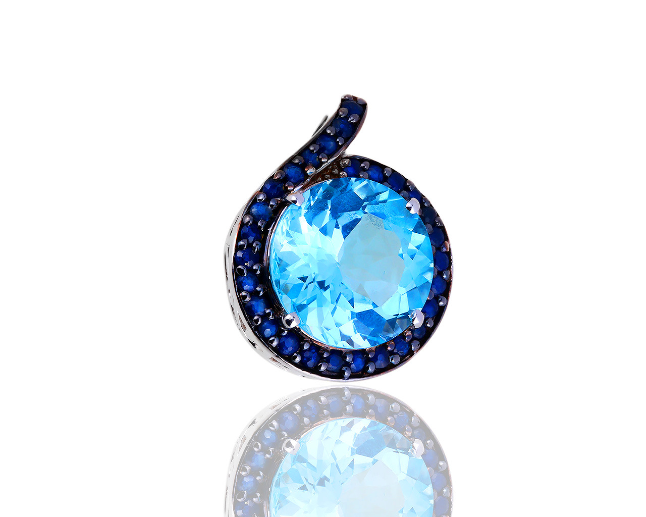 Красивый золотой кулон с топазом и сапфирами 0.50ct 250619/3