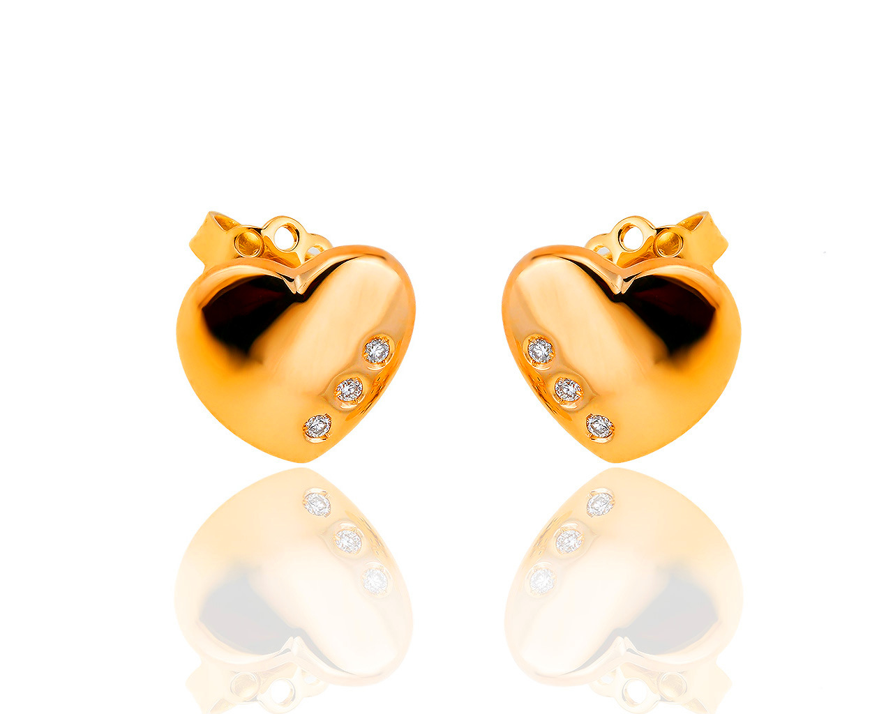 Оригинальные золотые серьги с бриллиантами 0.05ct Leo Pizzo Heart 270619/9