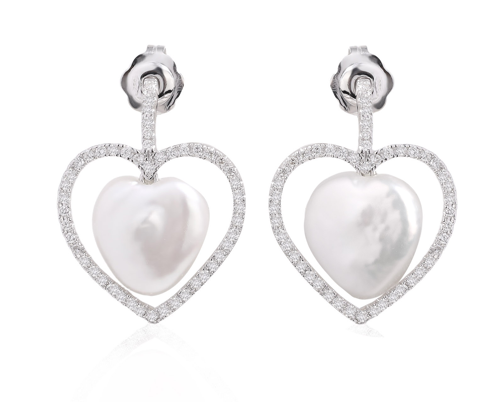 Оригинальные золотые серьги с перламутром 10.00ct Yvel