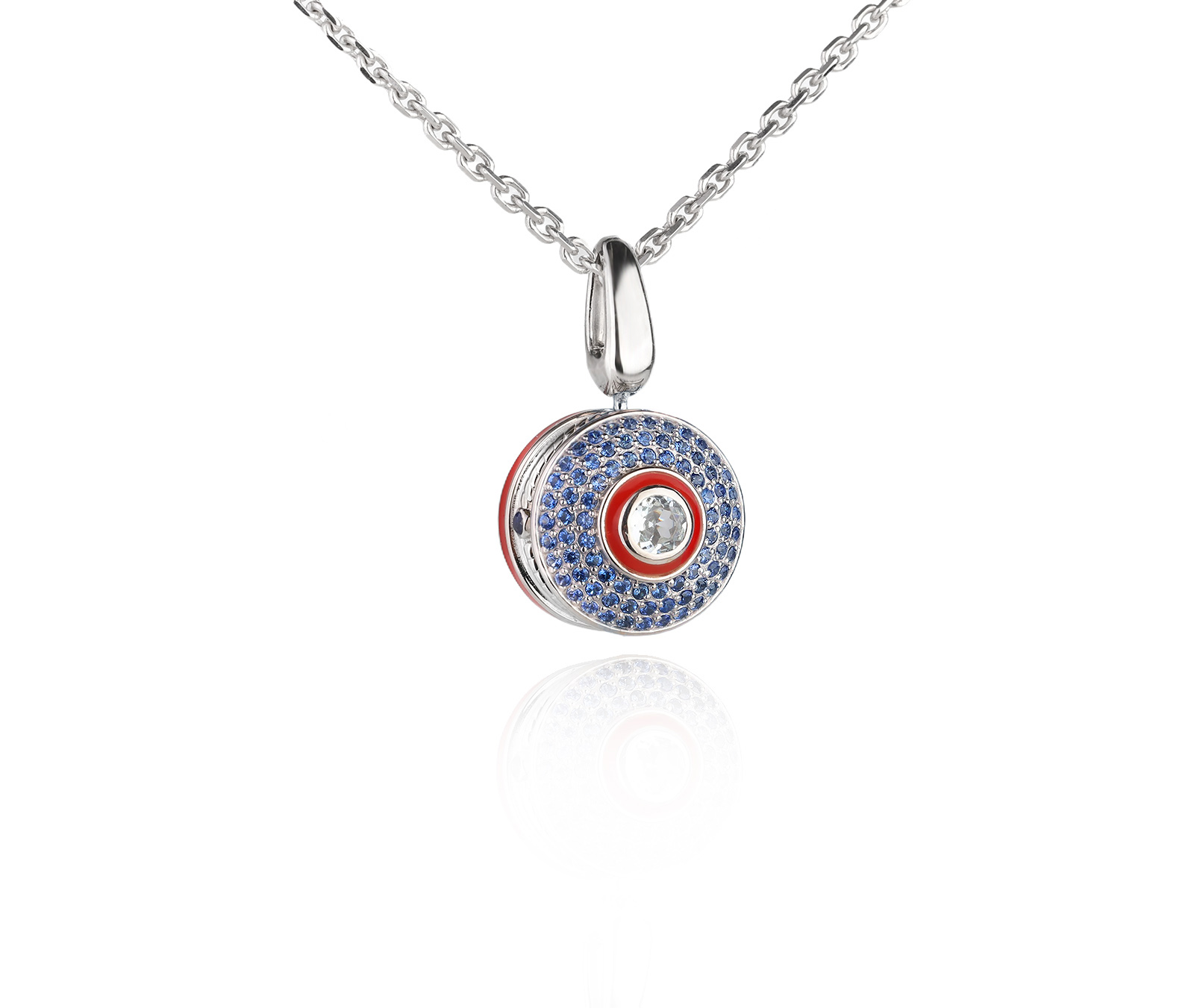 Золотой кулон с аквамарином 0.17ct и сапфирами 0.54ct 111026/2
