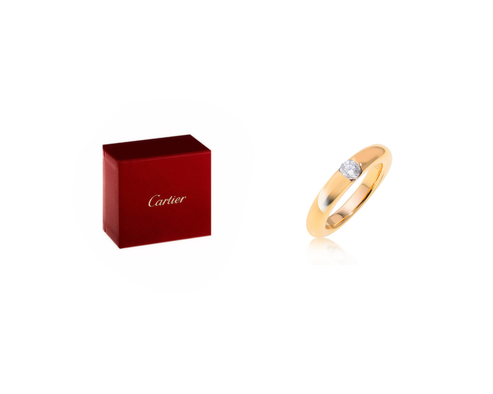Оригинальное золотое кольцо Cartier Solitaire