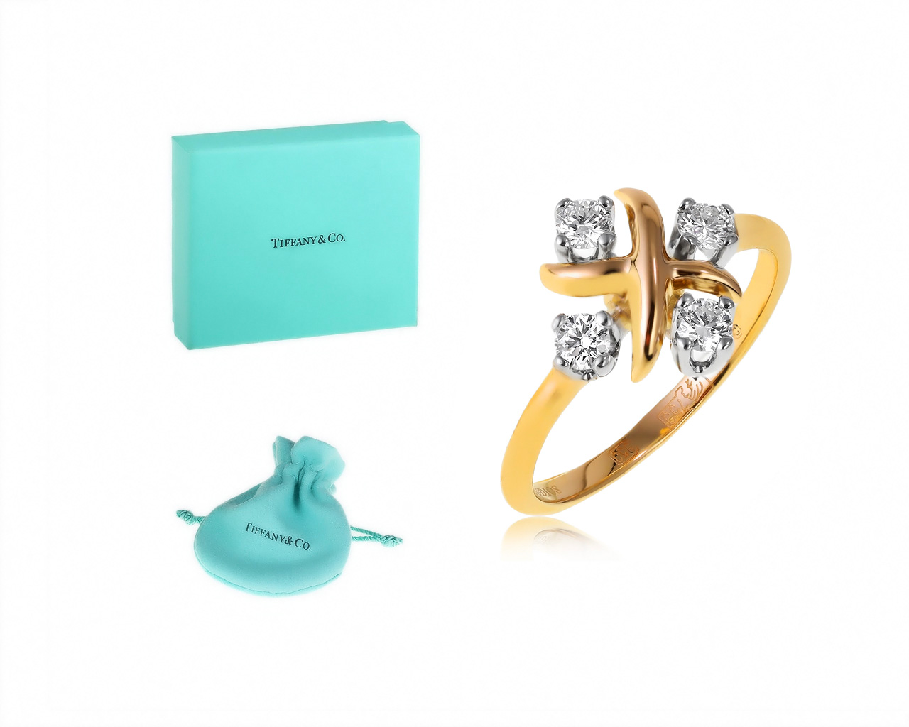Оригинальное золотое кольцо с бриллиантами 0.20ct Tiffany&Co Schlumberger