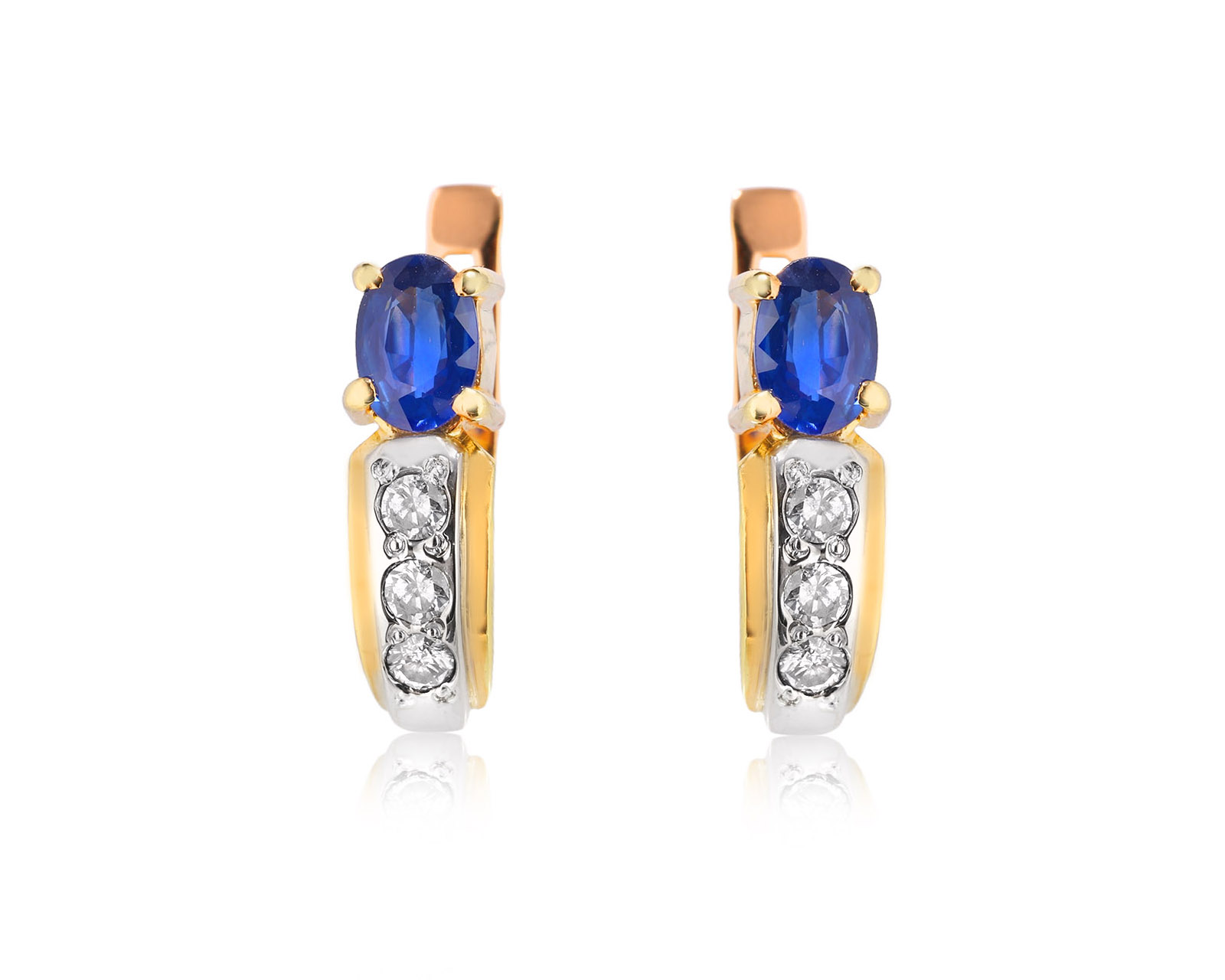 Золотые серьги с сапфирами 1.04ct и бриллиантами 0.30ct 030426/5