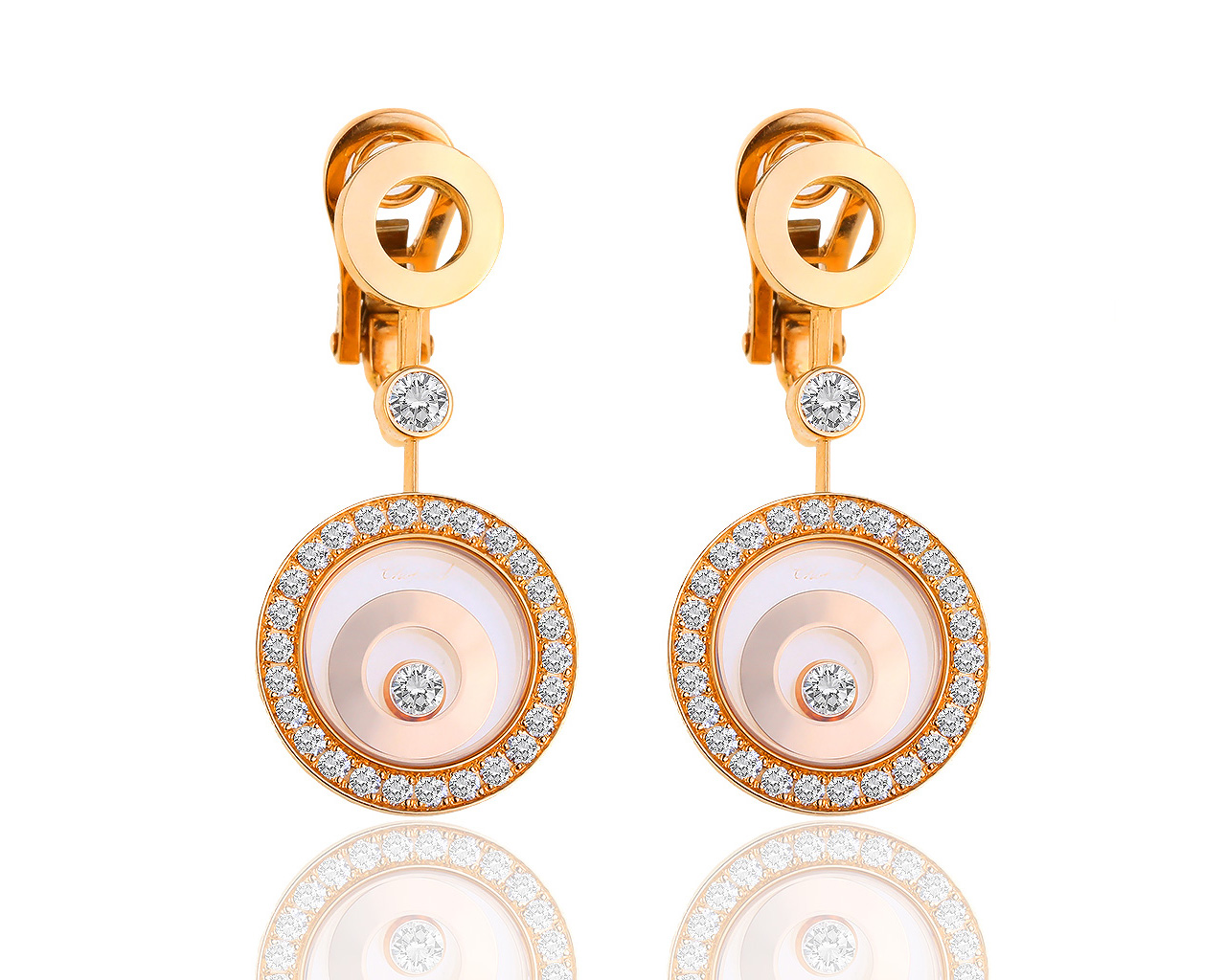 Золотые серьги с бриллиантами 1.38ct Chopard Happy Spirit 011118/2