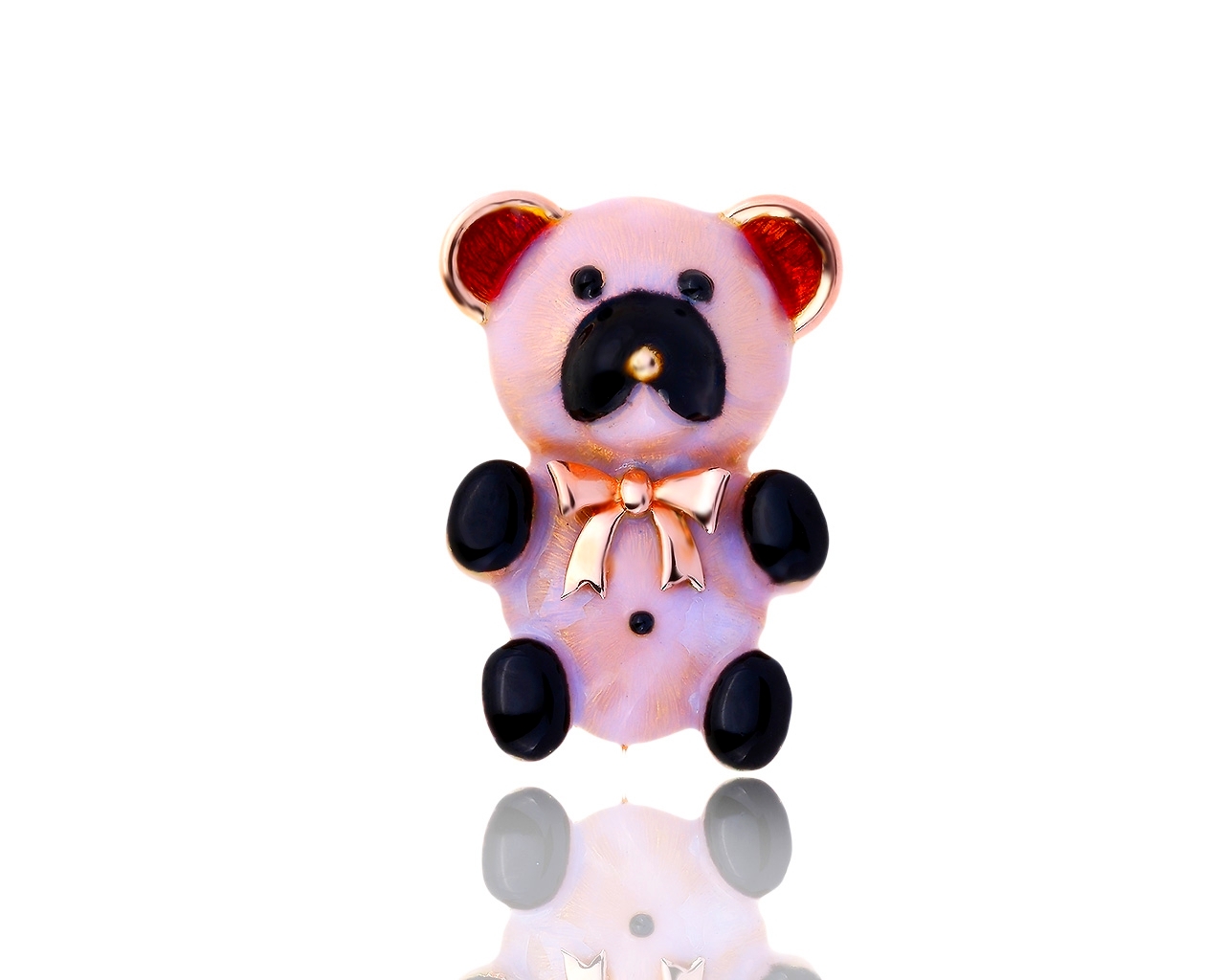 Красивая золотая брошь с эмалью 130719/4