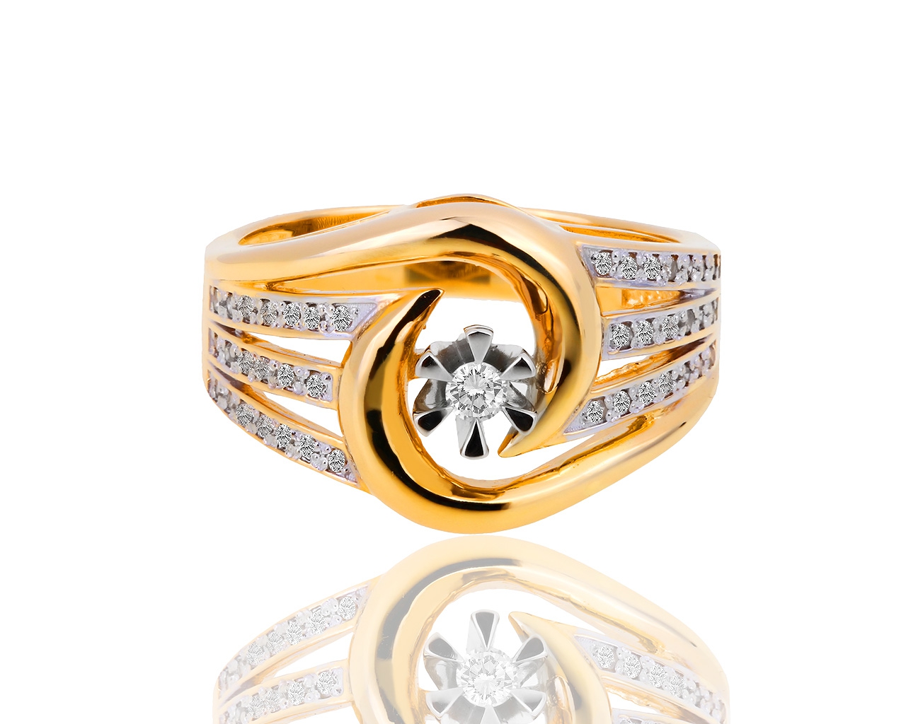 Изящное золотое кольцо с бриллиантами 0.21ct 130418/3