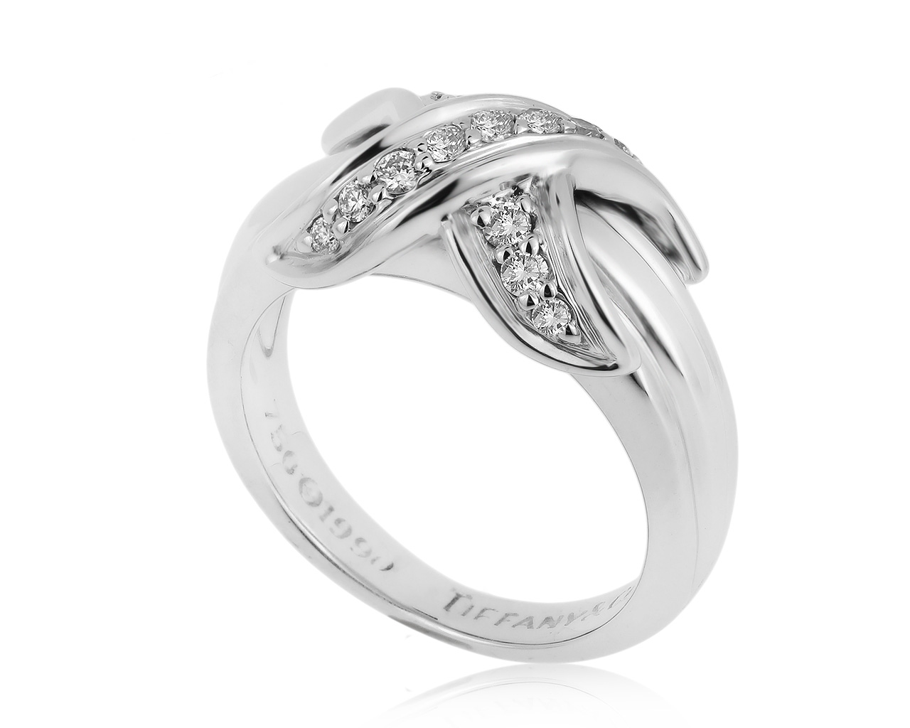 Оригинальное золотое кольцо с бриллиантами 0.15ct Tiffany&Co