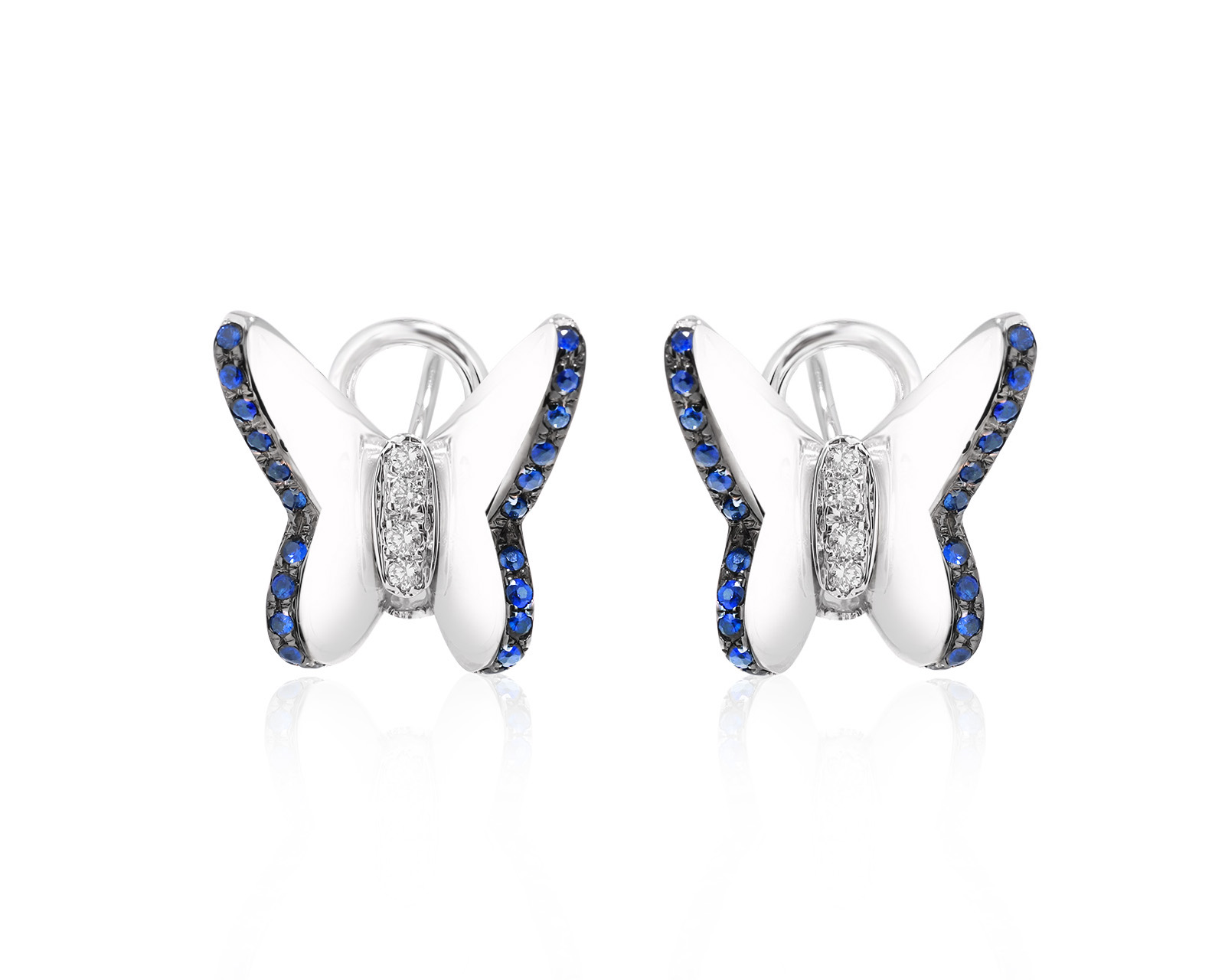 Золотые серьги с сапфирами 0.80ct и бриллиантами 0.11ct 251024/30