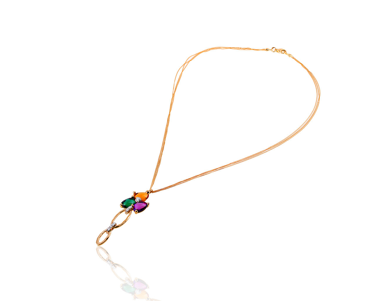 Праздничный золотой кулон с бриллиантами 0.06ct