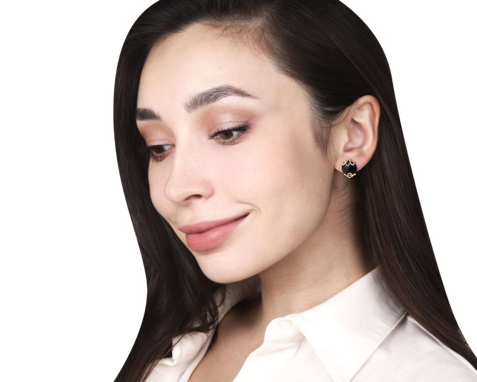 Очаровательные золотые серьги с ониксом 13.01ct