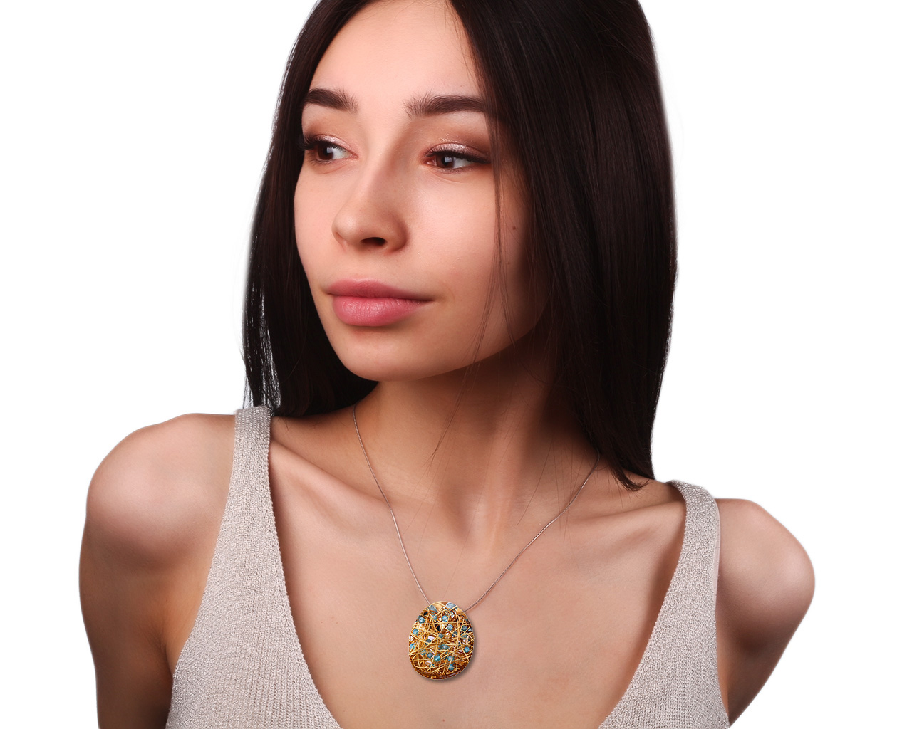 Итальянский золотой кулон с топазами Quadri