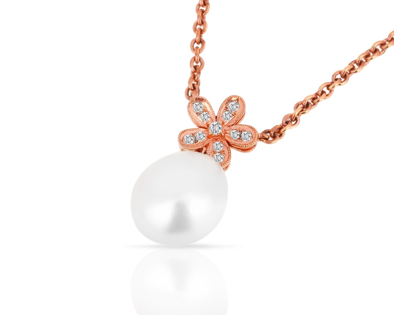 Оригинальный золотой кулон с жемчугом и бриллиантами 0.15ct Schoeffel 030418/10