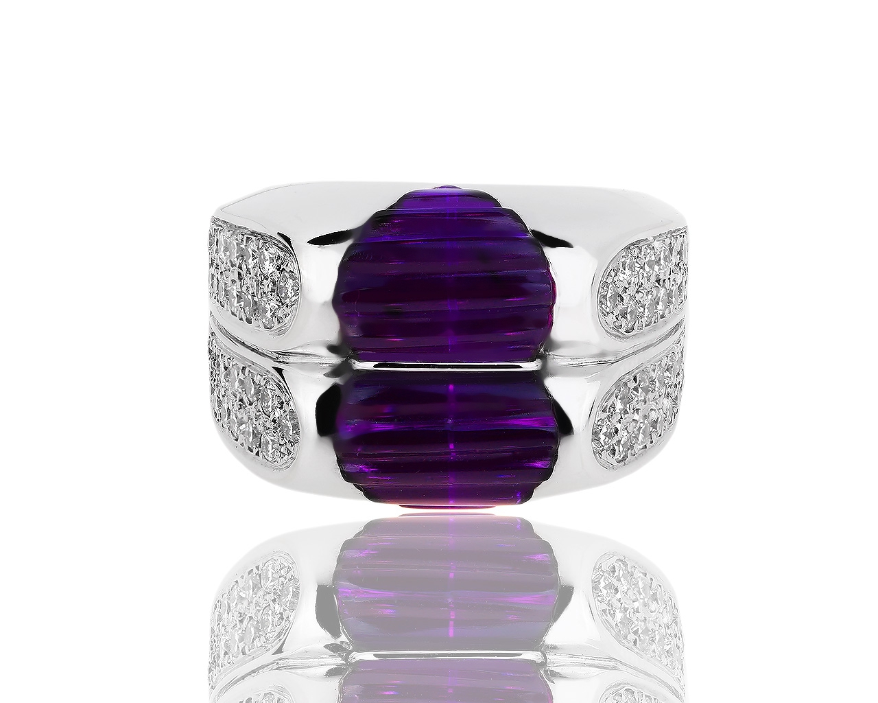 Золотое кольцо с аметистами и бриллиантами 1.10ct Kria 200417/34 Золотое кольцо с аметистами и бриллиантами 1.10ct Kria 200417/34